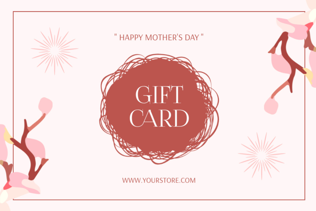 Ontwerpsjabloon van Gift Certificate van Mother's Day Offer with Spring Twigs