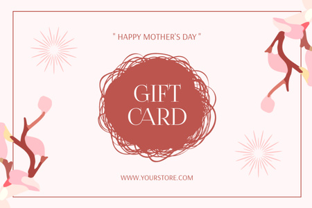 Mother's Day Offer with Spring Twigs Gift Certificate Design Template
