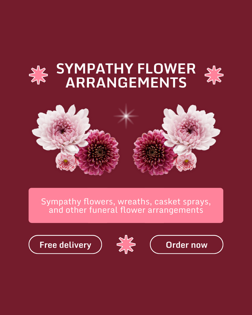 Designvorlage Sympathy Flower Arrangements Service Offer für Instagram Post Vertical