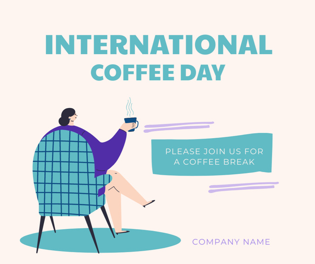 International Coffee Day Announcement  Facebook Modelo de Design