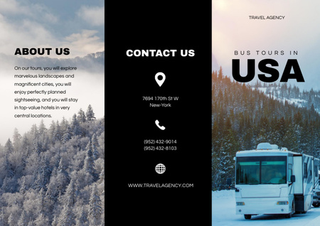 Bus Travel Tours to USA Brochure Tasarım Şablonu