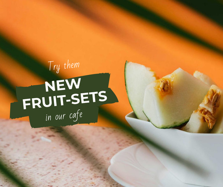 Ontwerpsjabloon van Facebook van Cafe Offer with Fruits