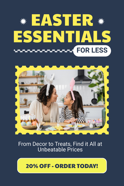 Ontwerpsjabloon van Pinterest van Easter Essentials Special Offer with Cute Family