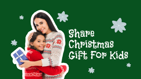 Christmas Gifts for Kids Sharing Green Youtube Thumbnail Design Template