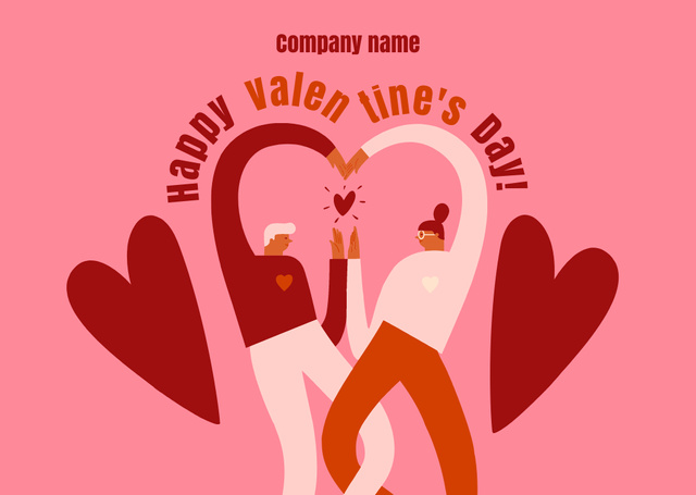 Caring Valentine's Day Festivities of a Couple in Love Card Design Template