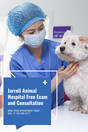 Vet Clinic Ad Doctor Holding Dog Invitation 6x9in Design Template