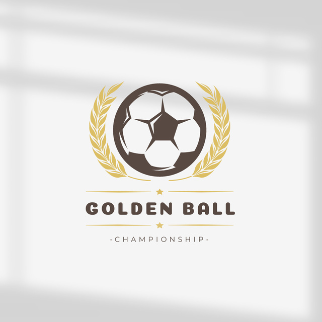 Plantilla de diseño de Soccer Game Championship Announcement with Emblem of Ball Logo 
