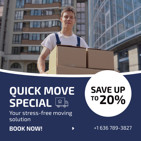 Quick Moving Service At Reduced Price Offer Animated Post Design Template