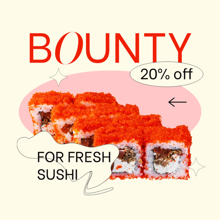 sushi i̇ndirim teklifi Instagram Tasarım Şablonu