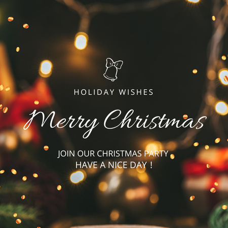 Christmas Holiday Greeting with Bright Lights Instagram Design Template
