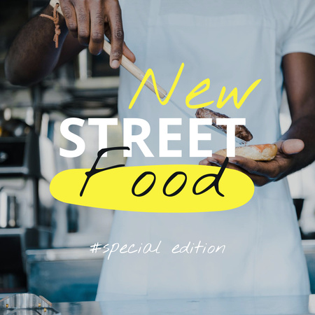 Platilla de diseño New Street Food Announcement with Cook Instagram