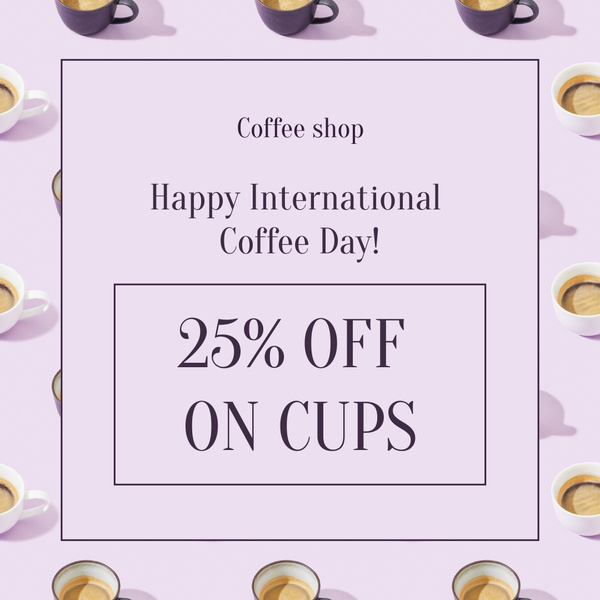 International Coffee Day Greeting with Cups