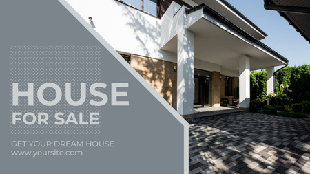 Designvorlage Haus zum Verkauf Graues Blog-Banner für Title 1680x945px