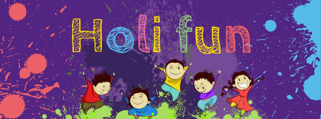 Indian Holi festival celebration with Funny Kids Online Facebook Cover  Template - VistaCreate