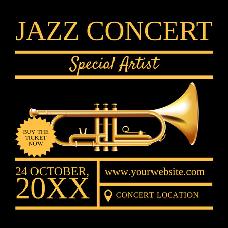 Ontwerpsjabloon van Instagram van Jazzconcertaankondiging met trompet