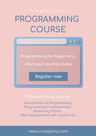 Programming Course for Beginners Announcement Poster tervezősablon