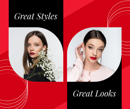 Fashion Ad with Beautiful Young Women Facebook Design Template