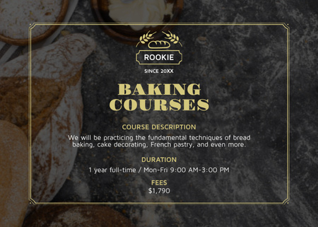 Plantilla de diseño de Baking Courses Ad with Fresh Loaf of Bread Flyer 5x7in Horizontal 