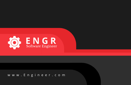 Software Engineer With Cogwheel Business Card 85x55mm Design Template