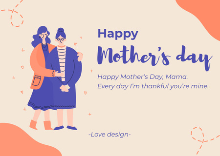 Platilla de diseño Illustration of Mom and her Daughter on Mother's Day Card
