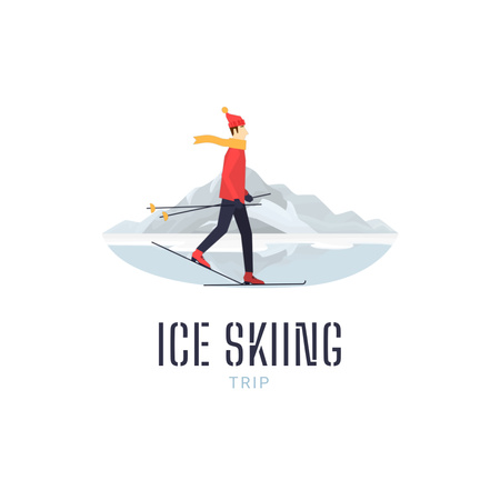 Template di design Viaggio di sci sul ghiaccio Animated Logo