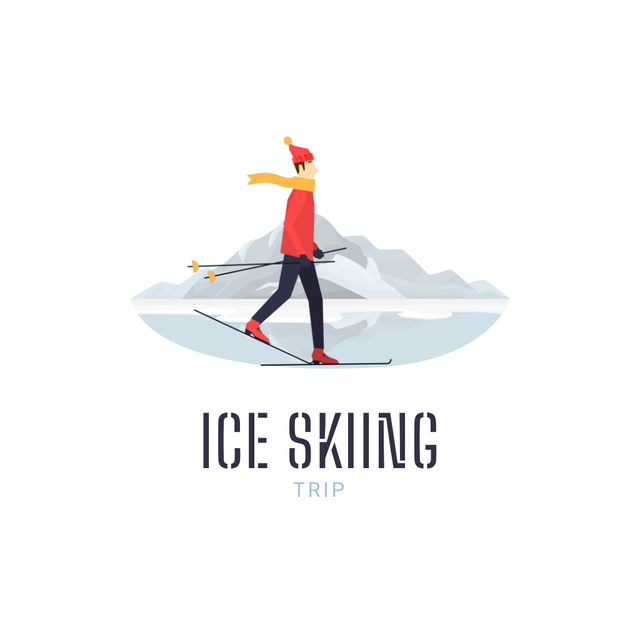 Platilla de diseño Ice Skiing Trip Animated Logo