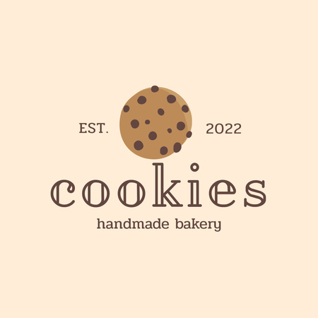 Handmade Bakery Ad with Sweet Cookies In Beige Logo Design Template
