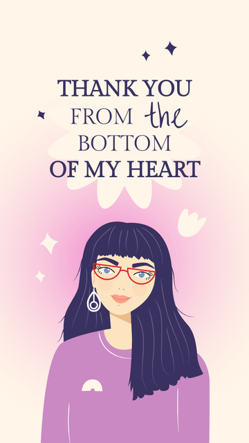 Young Woman With Glasses Expresses Gratitude Instagram Story Design Template