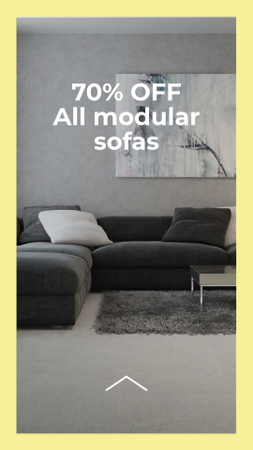 Sofas Sale Offer with Stylish Room Interior Instagram Story Modelo de Design