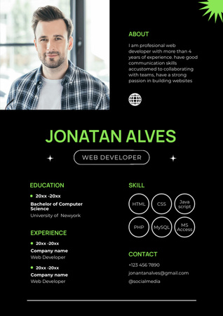 Webfejlesztői munkatapasztalat Resume tervezősablon