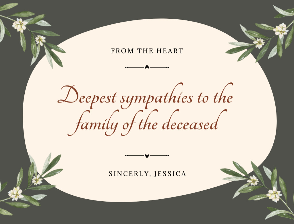 Deepest Sympathy to the Family Postcard 4.2x5.5in Design Template