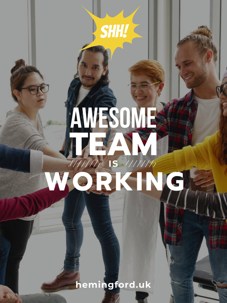 Awesome Business Team Working In Office Poster US – шаблон для дизайну