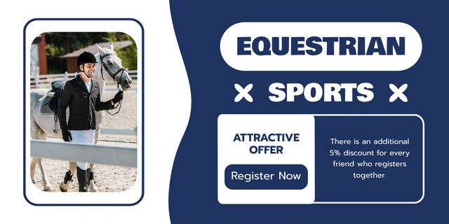 Equestrian Sports With Discount For Entry Free And Registration Twitter Tasarım Şablonu