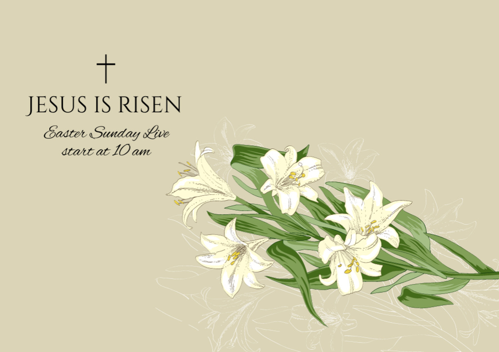 Easter and Jesus Resurrection Sunday Celebration Flyer A5 Horizontalデザインテンプレート