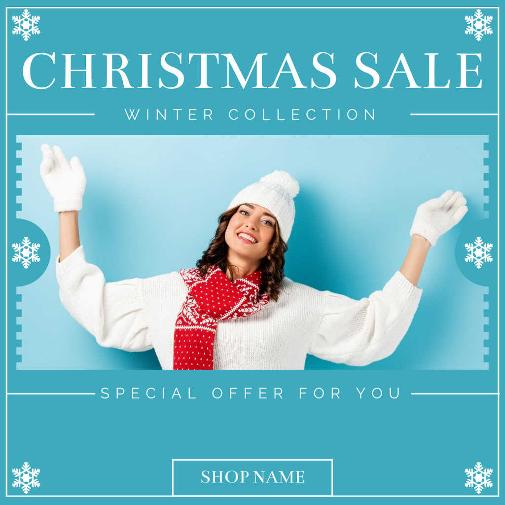 Ontwerpsjabloon van Instagram AD van Christmas Sale of Winter Fashion Collection