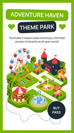 Amusement Adventure Park With Lots Of Attractions Instagram Story Design Template