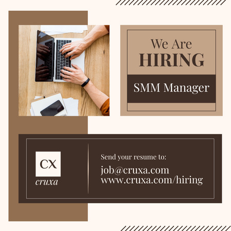 Announcement About Hiring SMM Manager To Company Instagram Design Template