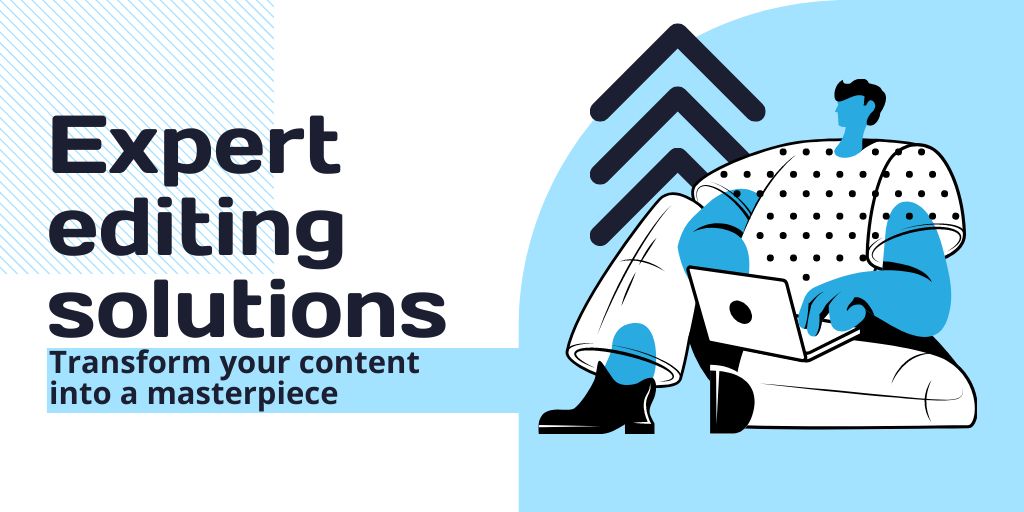 Ontwerpsjabloon van Twitter van Offering Content Editing Services With Slogan And Laptop