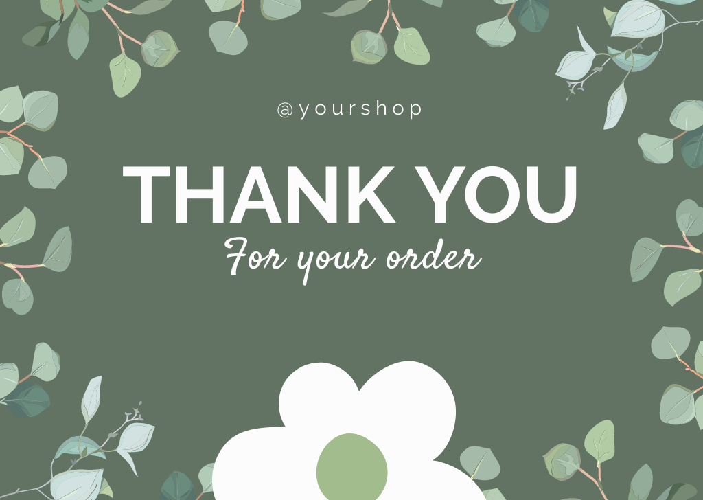 Plantilla de diseño de Thank You Message with Abstract Floral Branches and Leaves Card 