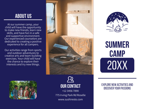 Anúncio do acampamento de verão para crianças Brochure 8.5x11in Modelo de Design