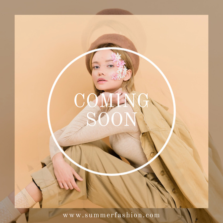 Contemporary Outfit With Hat Coming Soon Promotion Instagram Design Template