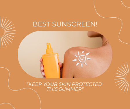 Sunscreen on Woman’s Shoulder in Shape of Sun Facebook Design Template