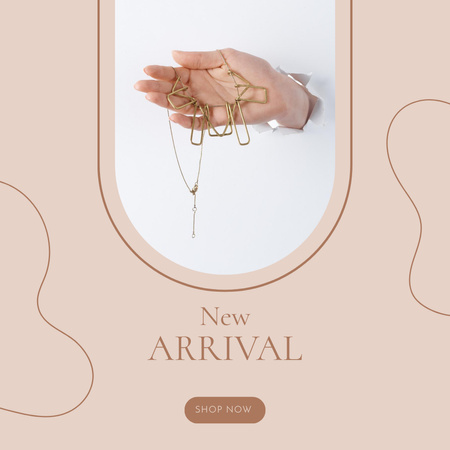 New Arrival Gold Necklaces Offer Instagram Design Template