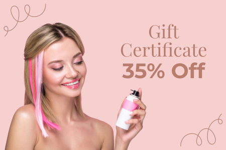 Discount on Hairstyle in Beauty Salon Gift Certificate Design Template