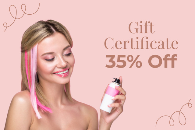 Discount in Beauty or Hair Salon Gift Certificate Tasarım Şablonu