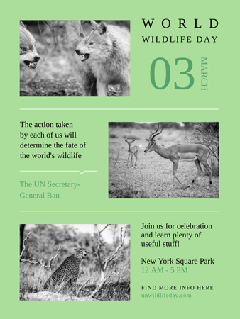 Plantilla de diseño de World Wildlife Day Animals in Natural Habitat Poster US 