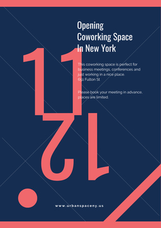 Opening coworking space announcement Poster tervezősablon