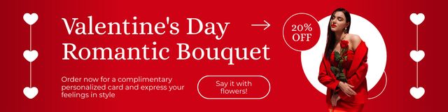 Designvorlage Romantic Rose Bouquets for Valentine's Day für Twitter