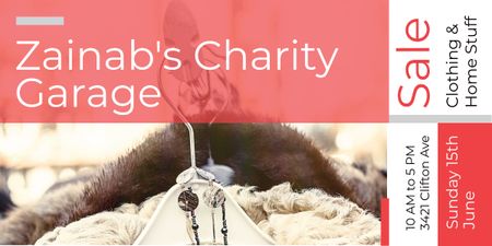 Plantilla de diseño de Charity Sale Announcement Clothes on Hangers Image 