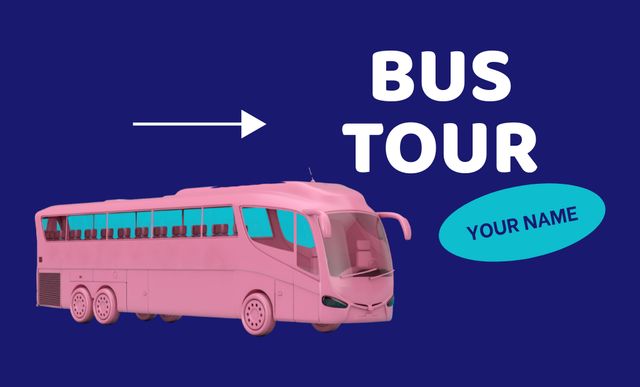 Charming Bus Travel Tours Promotion In Blue Business Card 91x55mmデザインテンプレート